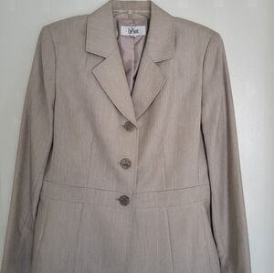 Le Suit Blazer Women's 14 Beige  Sand 3 Button No Pocket Career